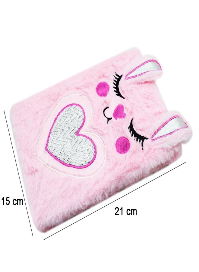 Asera 1 Pc Fur Plush Diary for Kids (21 * 15 cms) / Birthday Return Gifts for Kids, 144 Ruled Pages (Rabbit) - Image 2